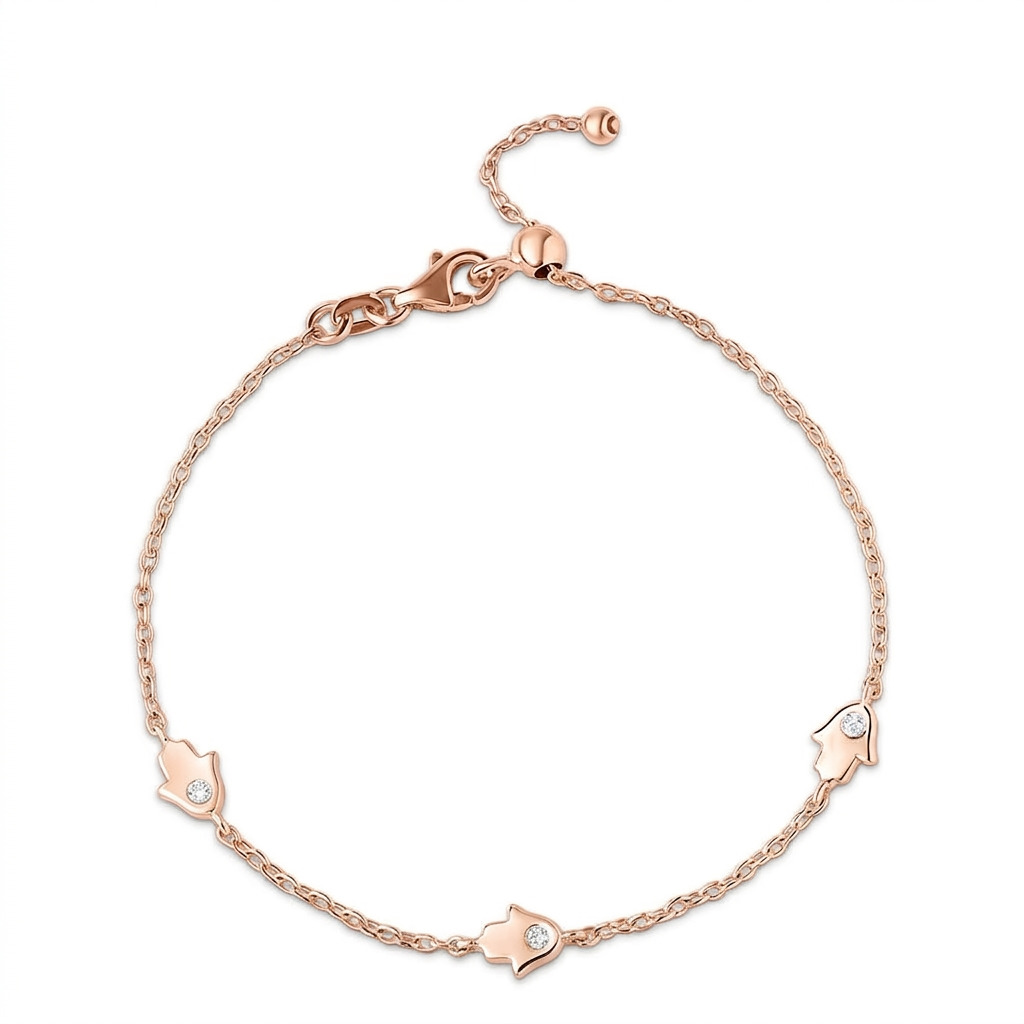 14k gold  Mystic 3 charm single hamsa beacelet