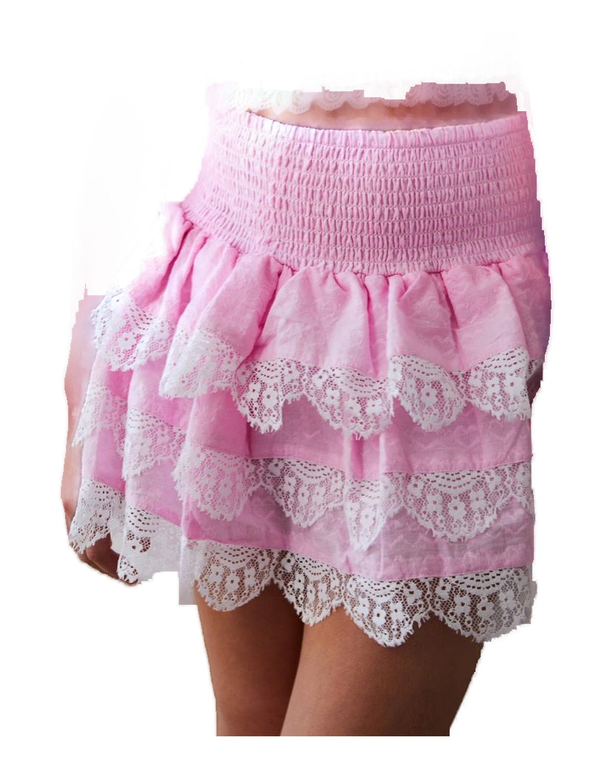 Pink Lace Ruffle Skirt