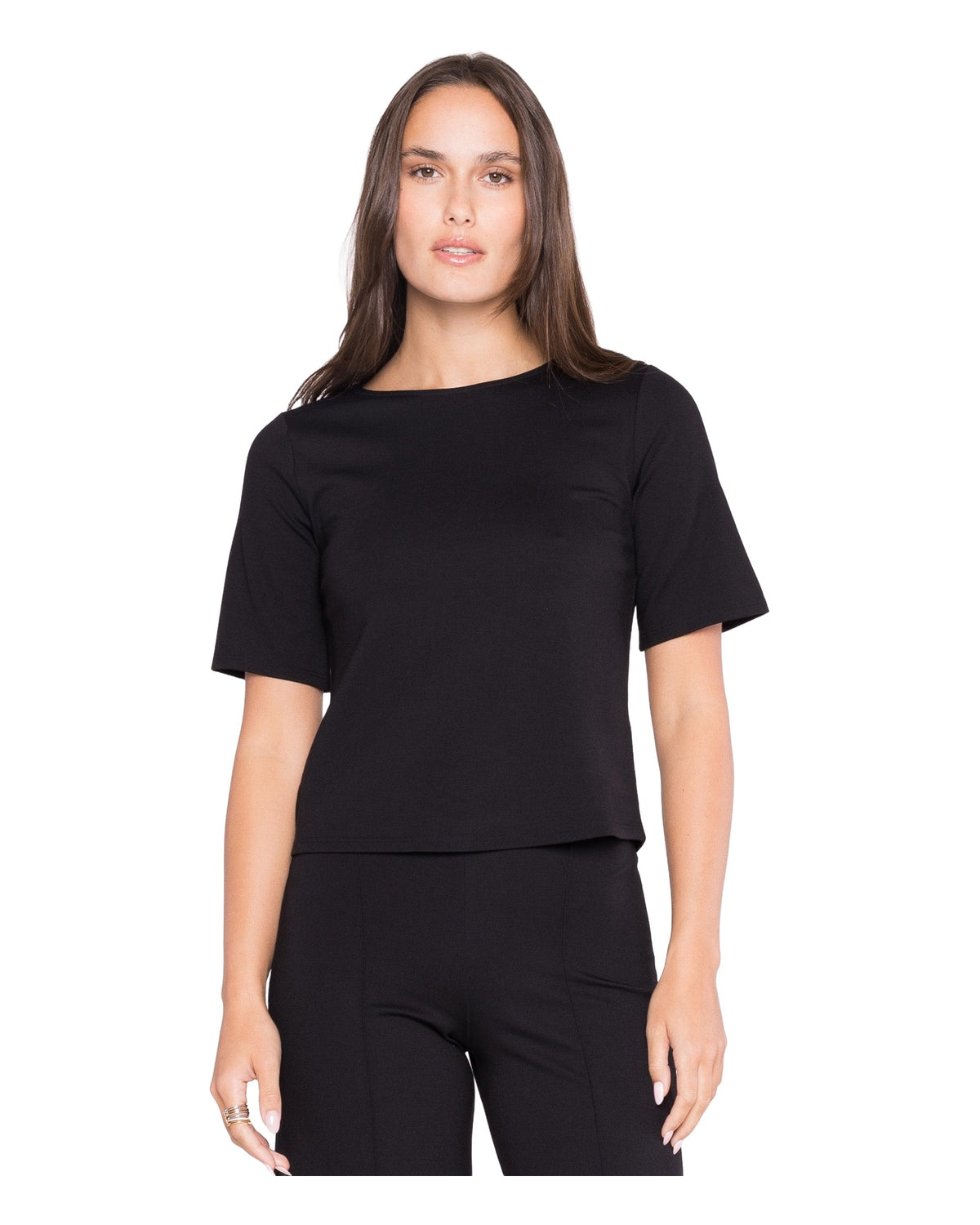 Ponte Knit Short Sleeve Top Extended