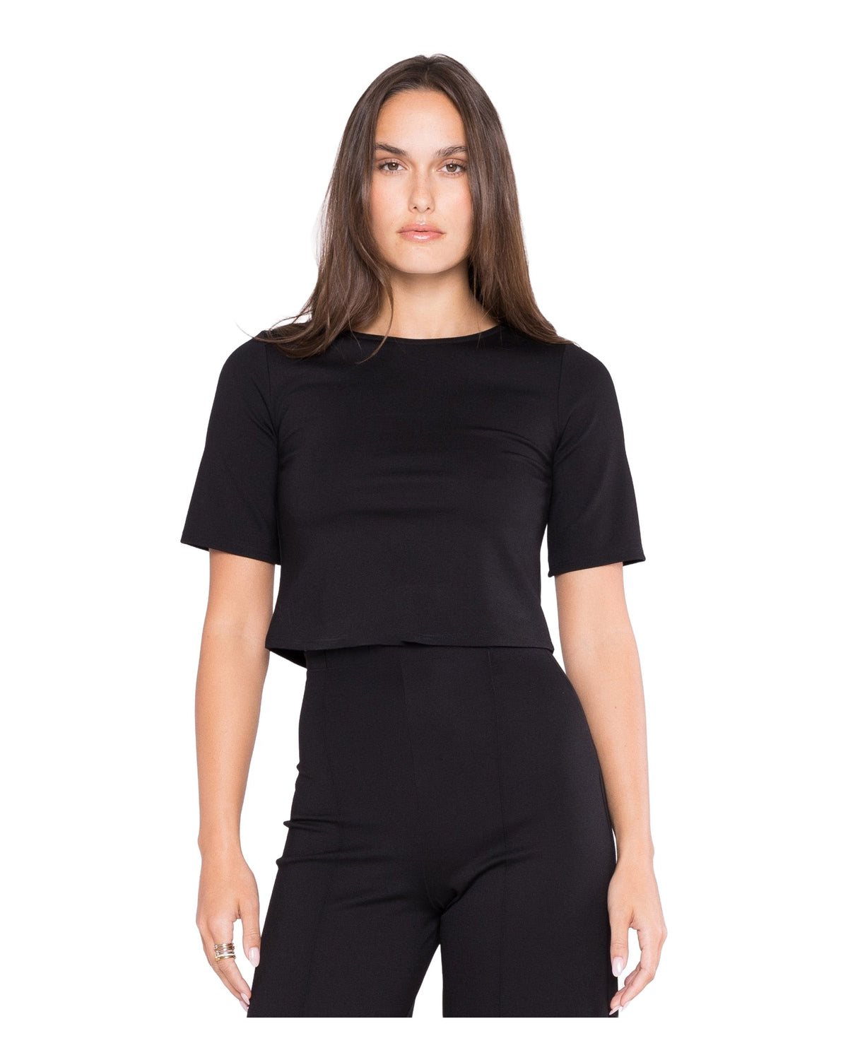 Ponte Knit Short Sleeve Top