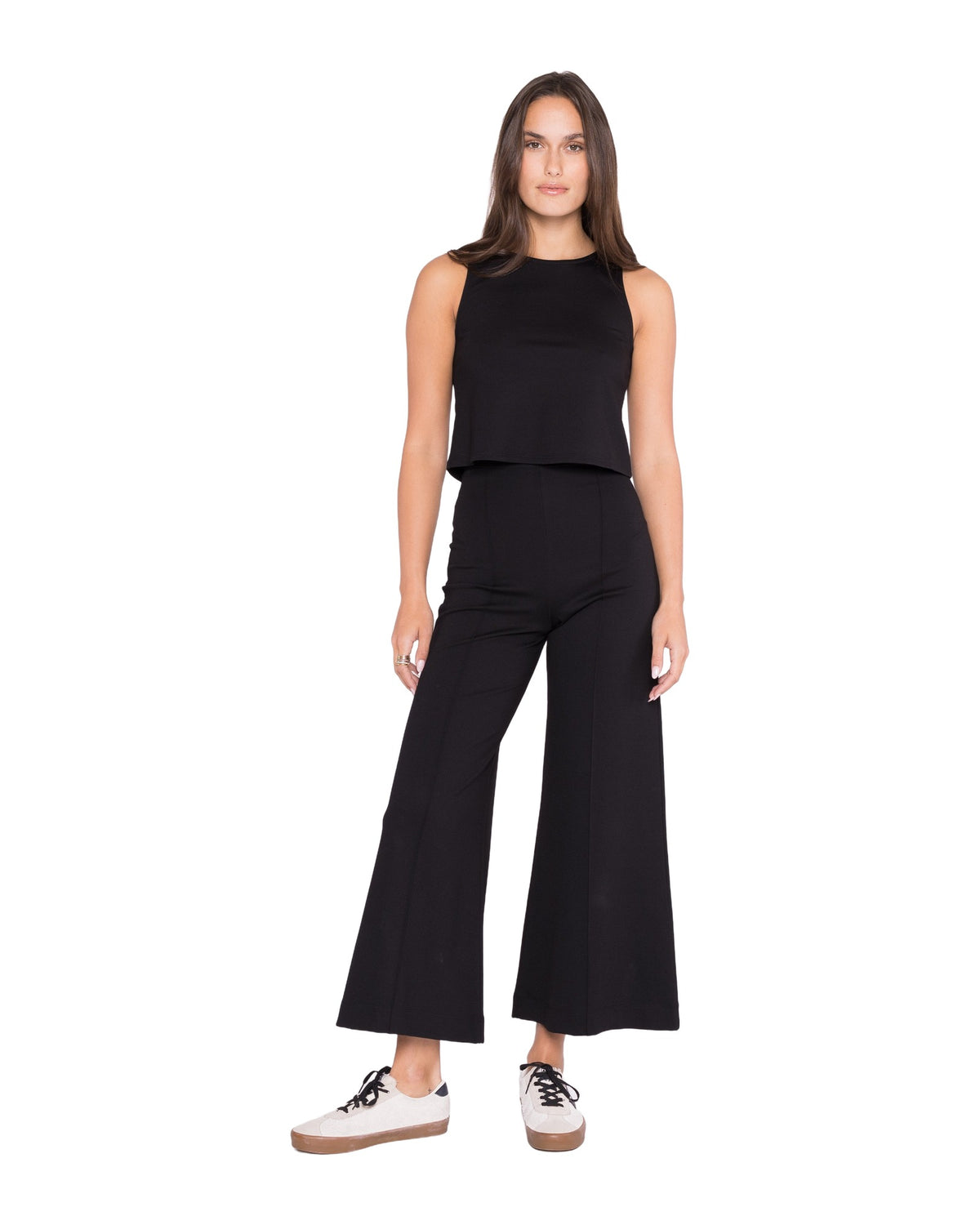 Ponte Knit Wide Leg Pant:Cropped