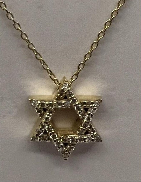 14k gold Thick classic Star of David Necklace